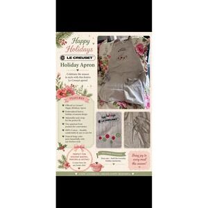 Le Creuset Cotton Holiday Chefs Apron Tan Collectors Cooking